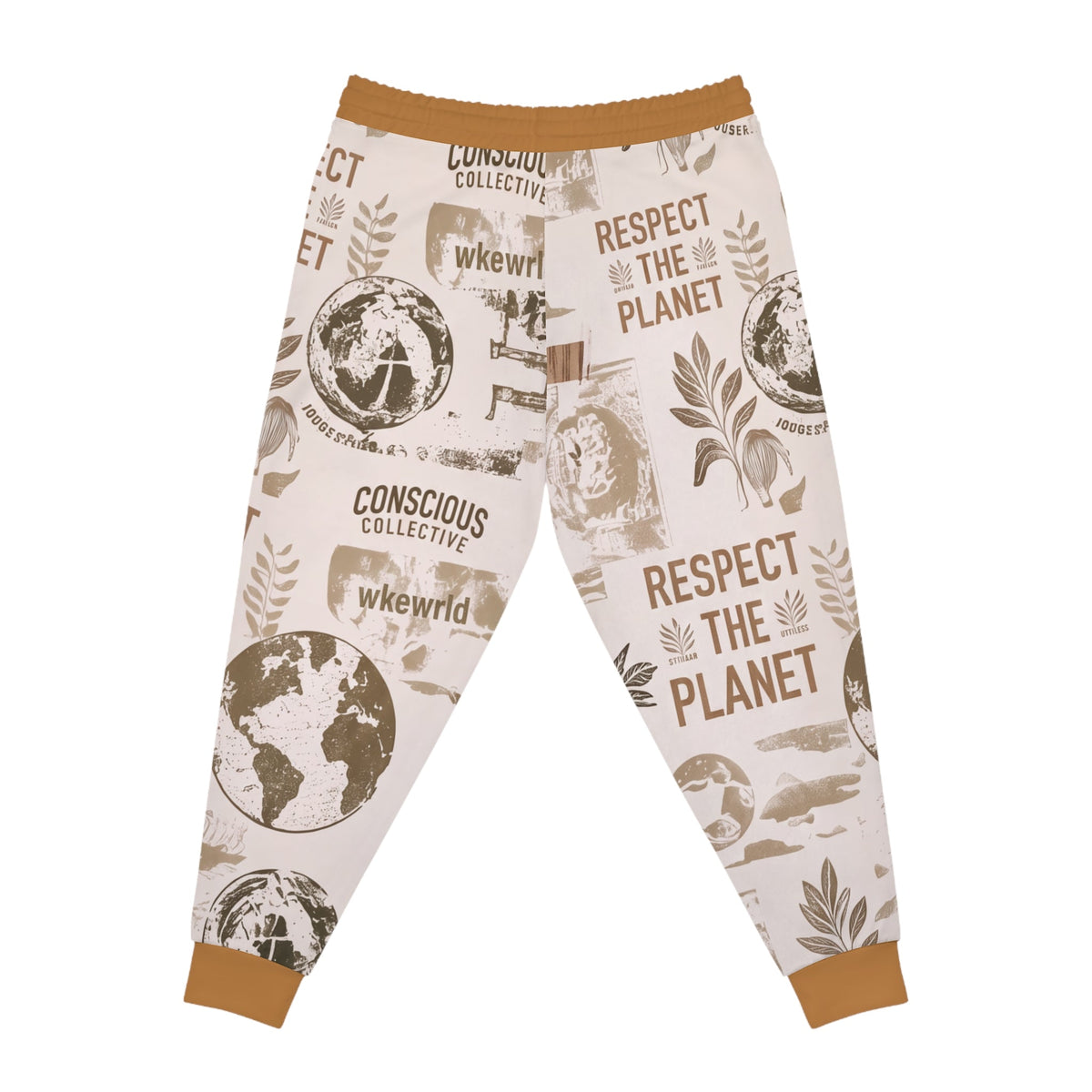 Respect the Planet Athletic Joggers — Eco Conscious AOP Sweatpants (brown)