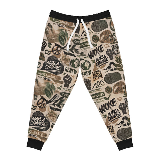 Eco Activist Athletic Jogger pants — "Make a Change" All-Over-Print