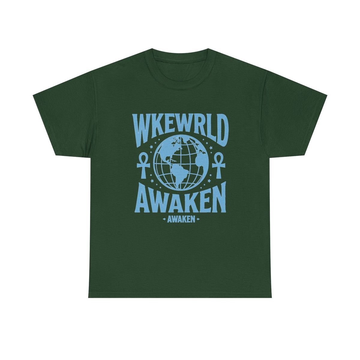 Awaken World Graphic Tee — Globe & Ankh Spiritual T-Shirt