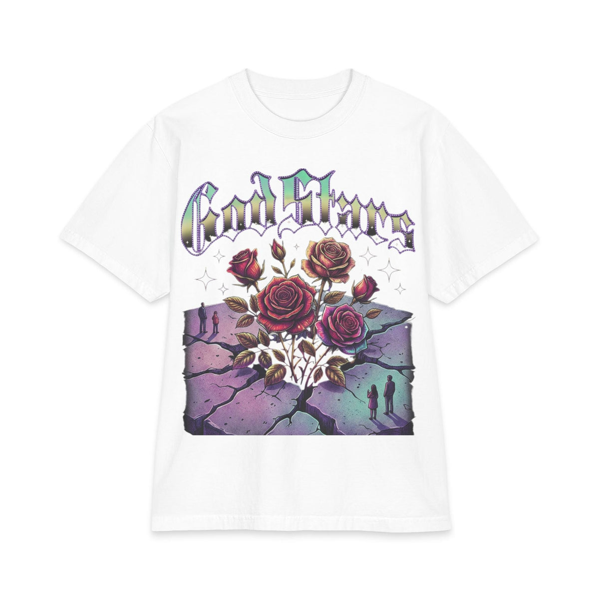 Graphic Tee — "Out of Cracks, One Flower" Gothic Rose Design