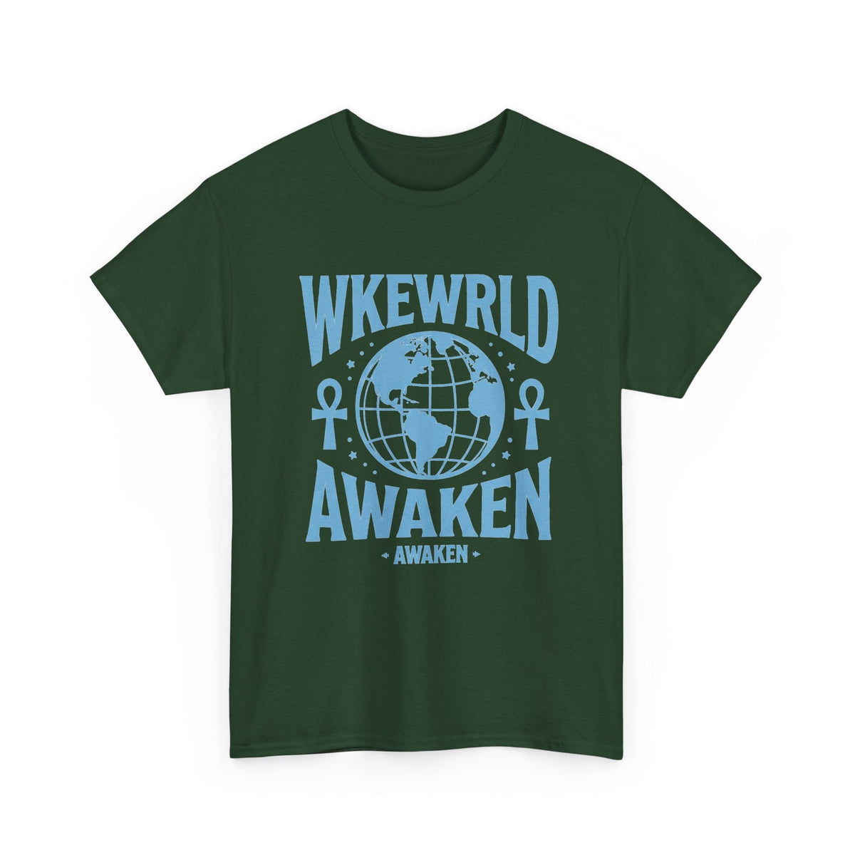 Awaken World Graphic Tee — Globe & Ankh Spiritual T-Shirt