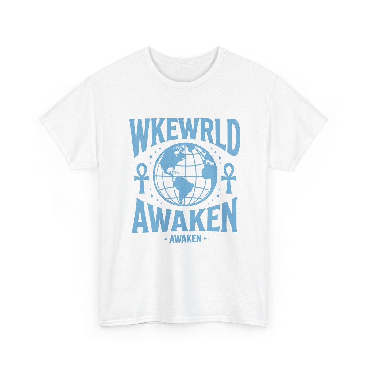 Awaken World Graphic Tee — Globe & Ankh Spiritual T-Shirt