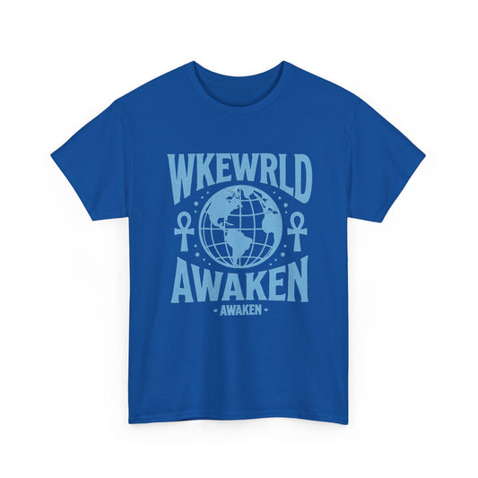 Awaken World Graphic Tee — Globe & Ankh Spiritual T-Shirt