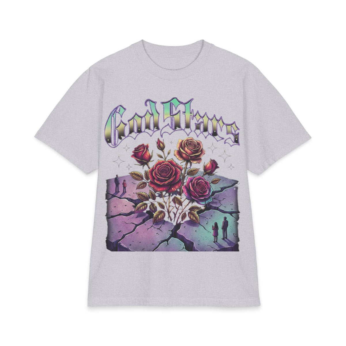 Graphic Tee — "Out of Cracks, One Flower" Gothic Rose Design