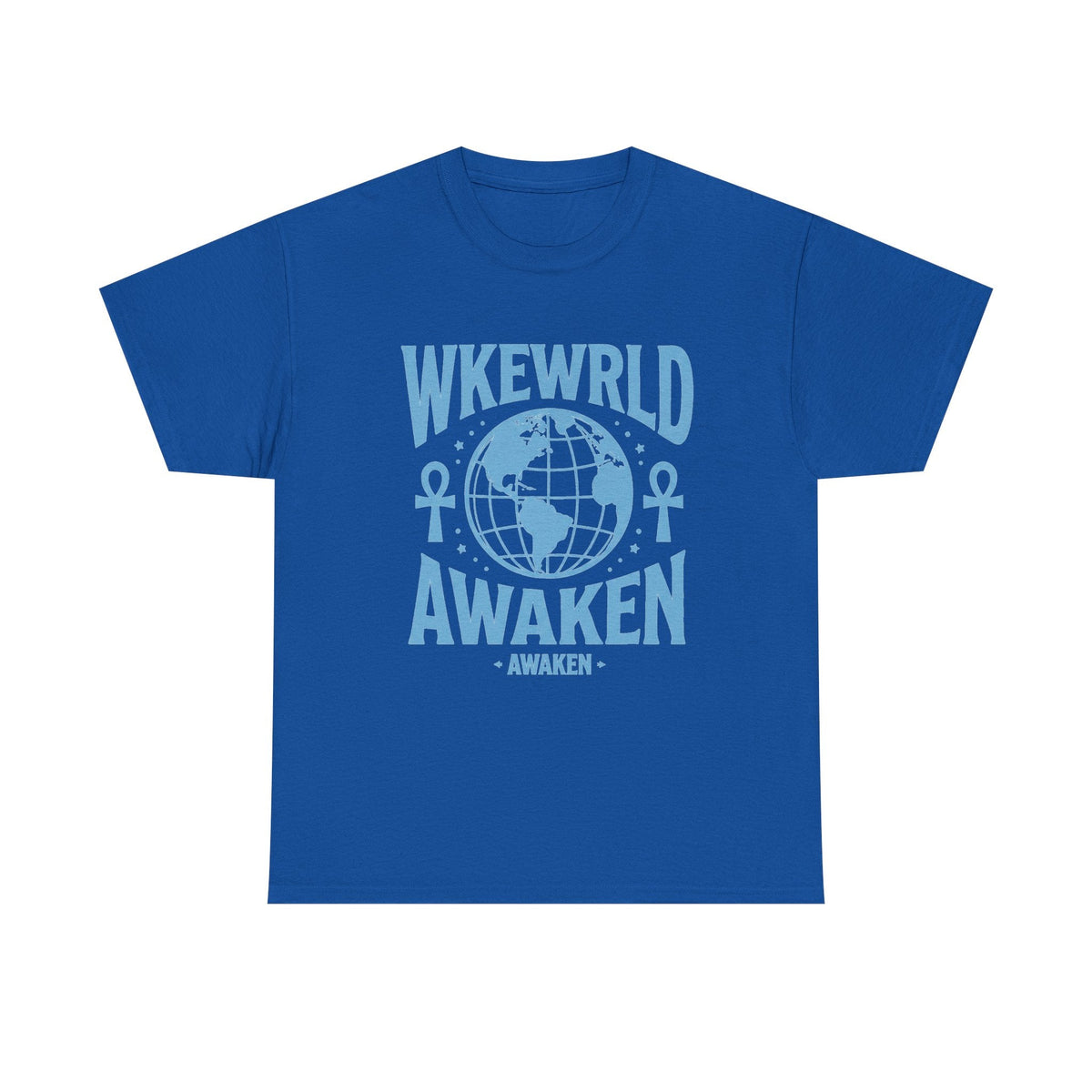 Awaken World Graphic Tee — Globe & Ankh Spiritual T-Shirt