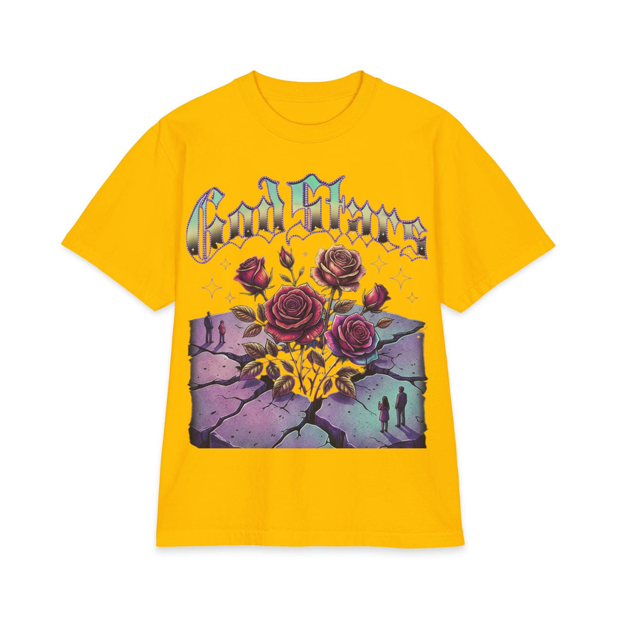 Graphic Tee — "Out of Cracks, One Flower" Gothic Rose Design