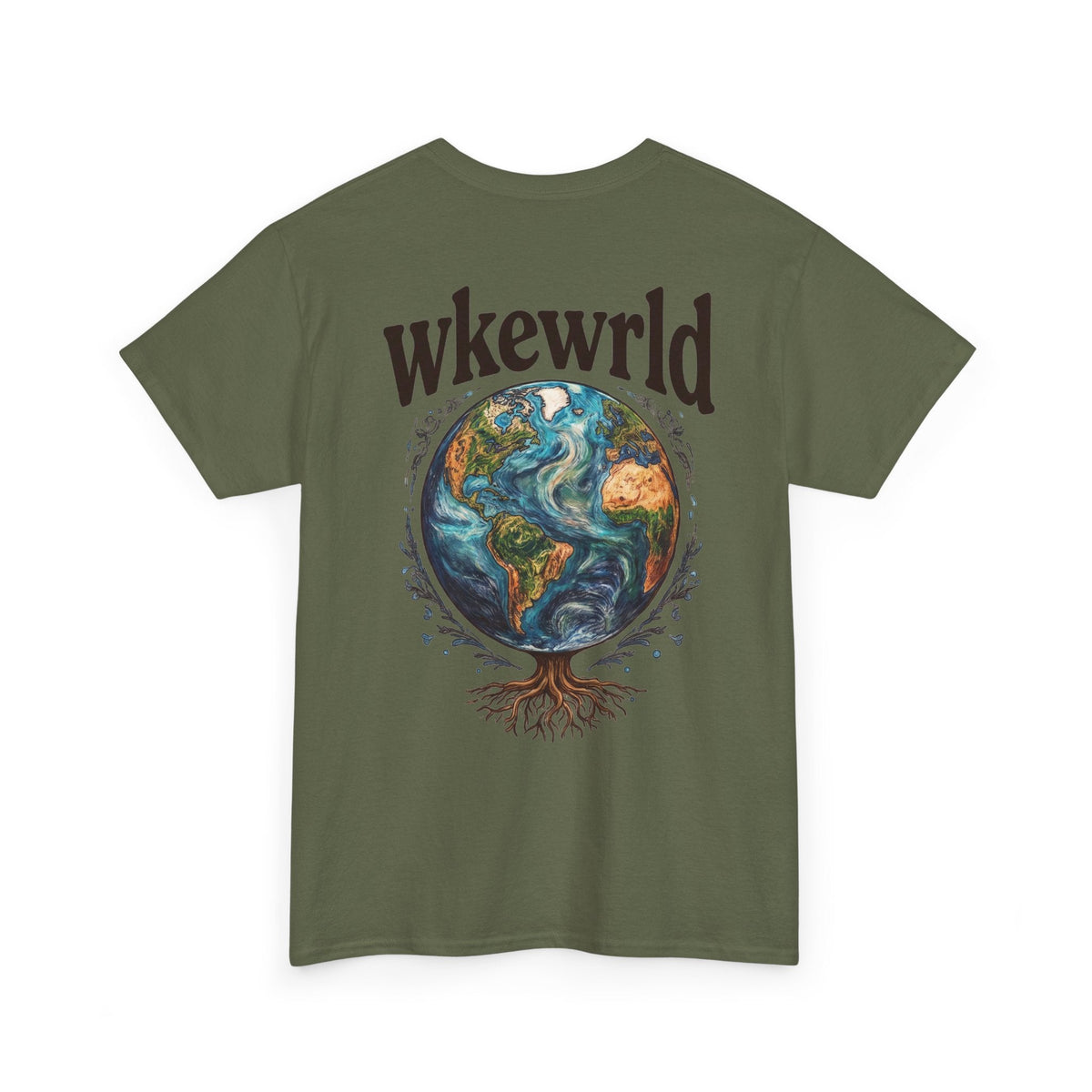 Earth Tree Graphic Tee — "WKE WRLD" Vintage Globe Design