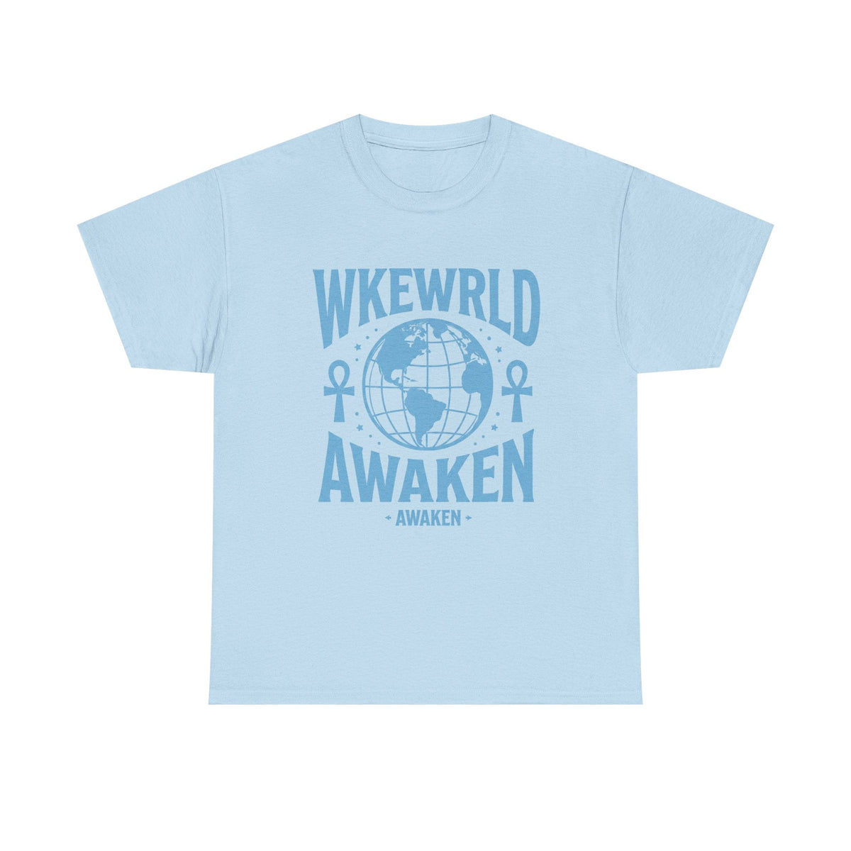 Awaken World Graphic Tee — Globe & Ankh Spiritual T-Shirt