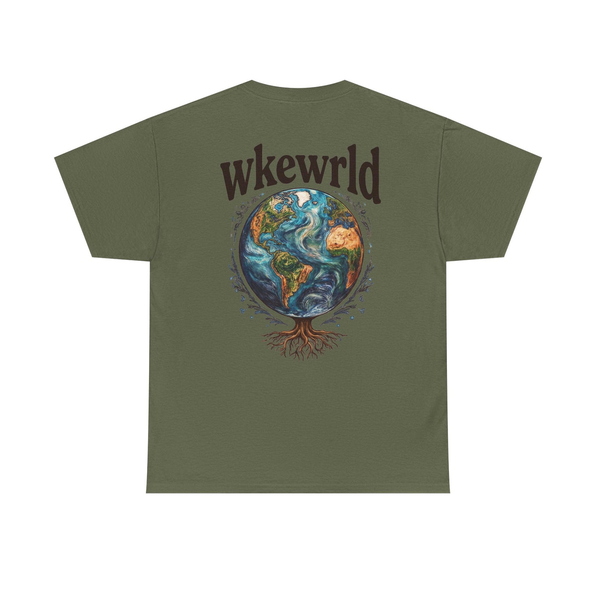 Earth Tree Graphic Tee — "WKE WRLD" Vintage Globe Design