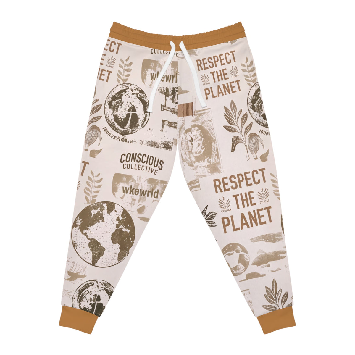 Respect the Planet Athletic Joggers — Eco Conscious AOP Sweatpants (brown)