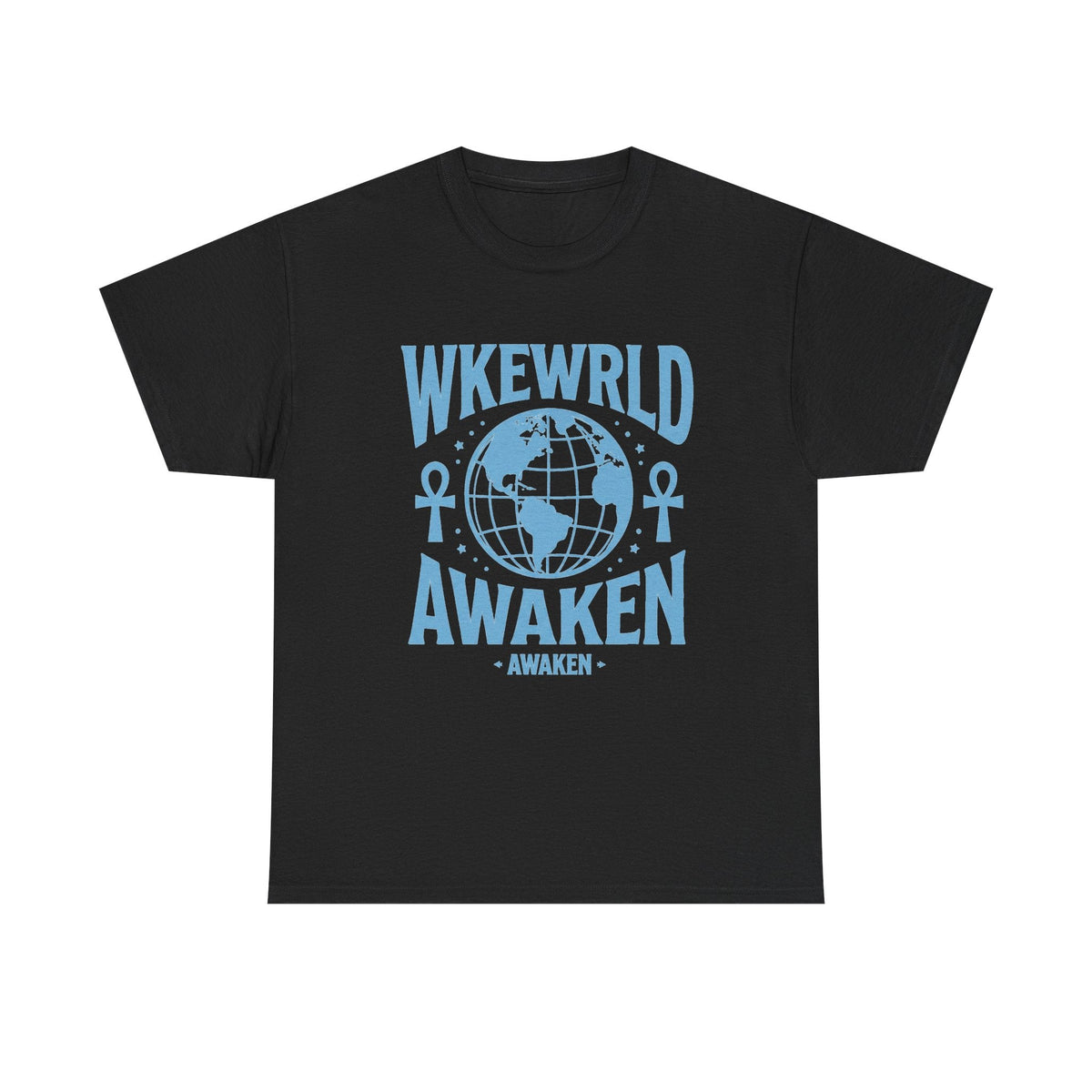 Awaken World Graphic Tee — Globe & Ankh Spiritual T-Shirt