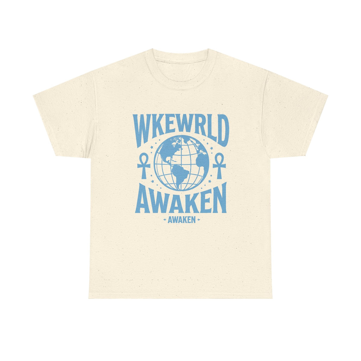 Awaken World Graphic Tee — Globe & Ankh Spiritual T-Shirt