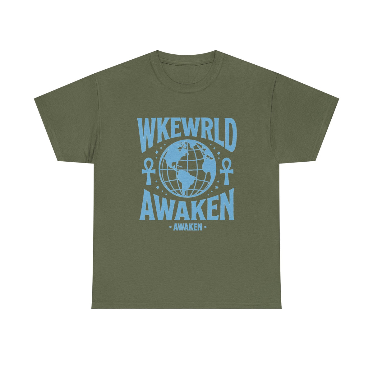 Awaken World Graphic Tee — Globe & Ankh Spiritual T-Shirt