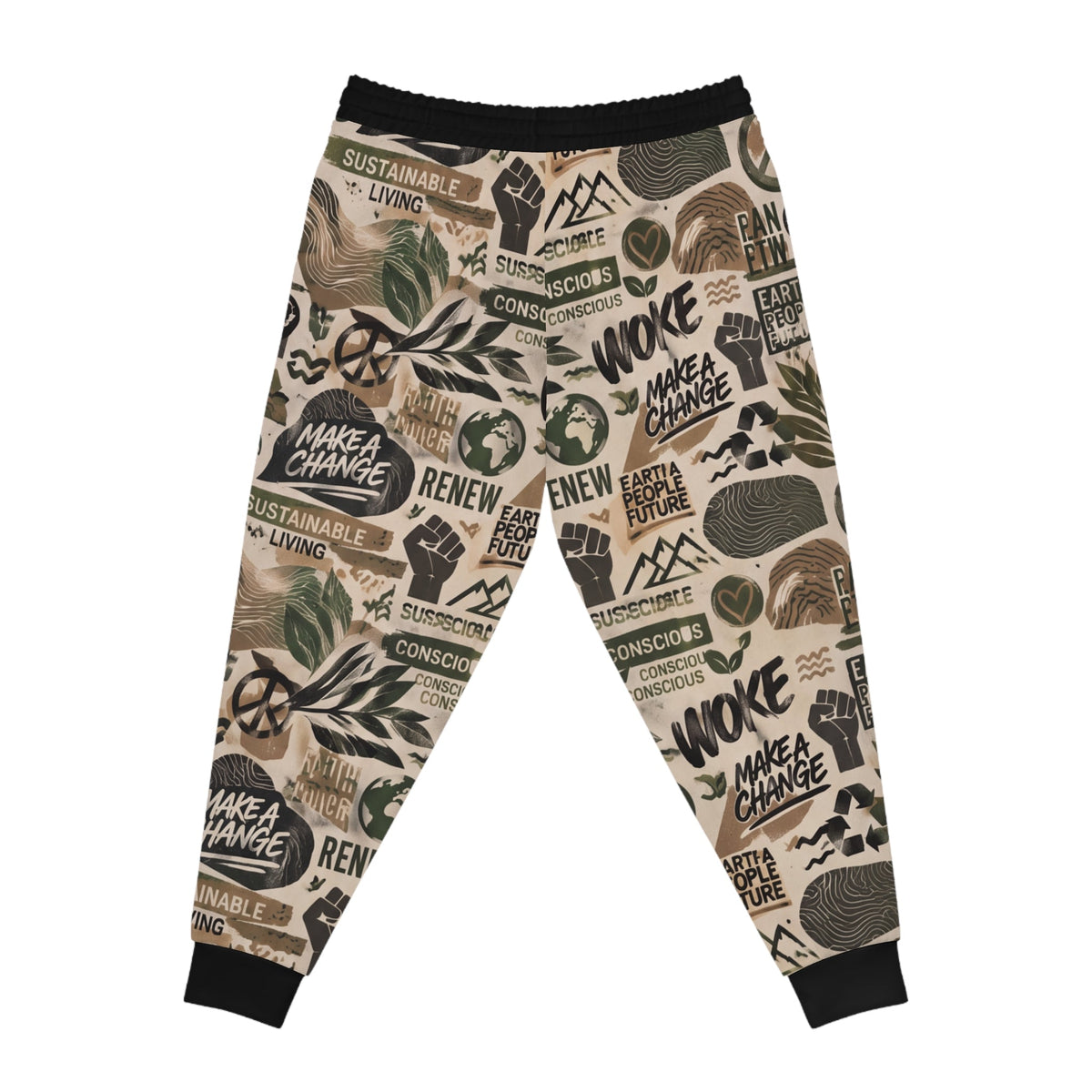 Eco Activist Athletic Jogger pants — "Make a Change" All-Over-Print