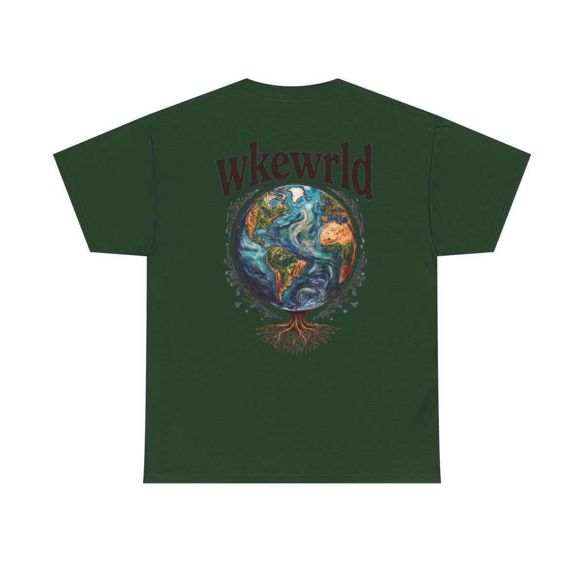 Earth Tree Graphic Tee — "WKE WRLD" Vintage Globe Design