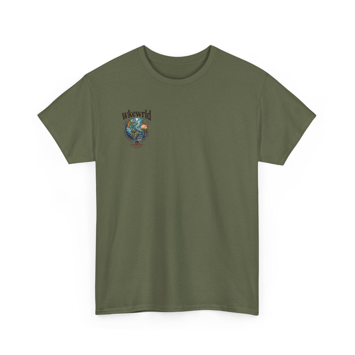 Earth Tree Graphic Tee — "WKE WRLD" Vintage Globe Design