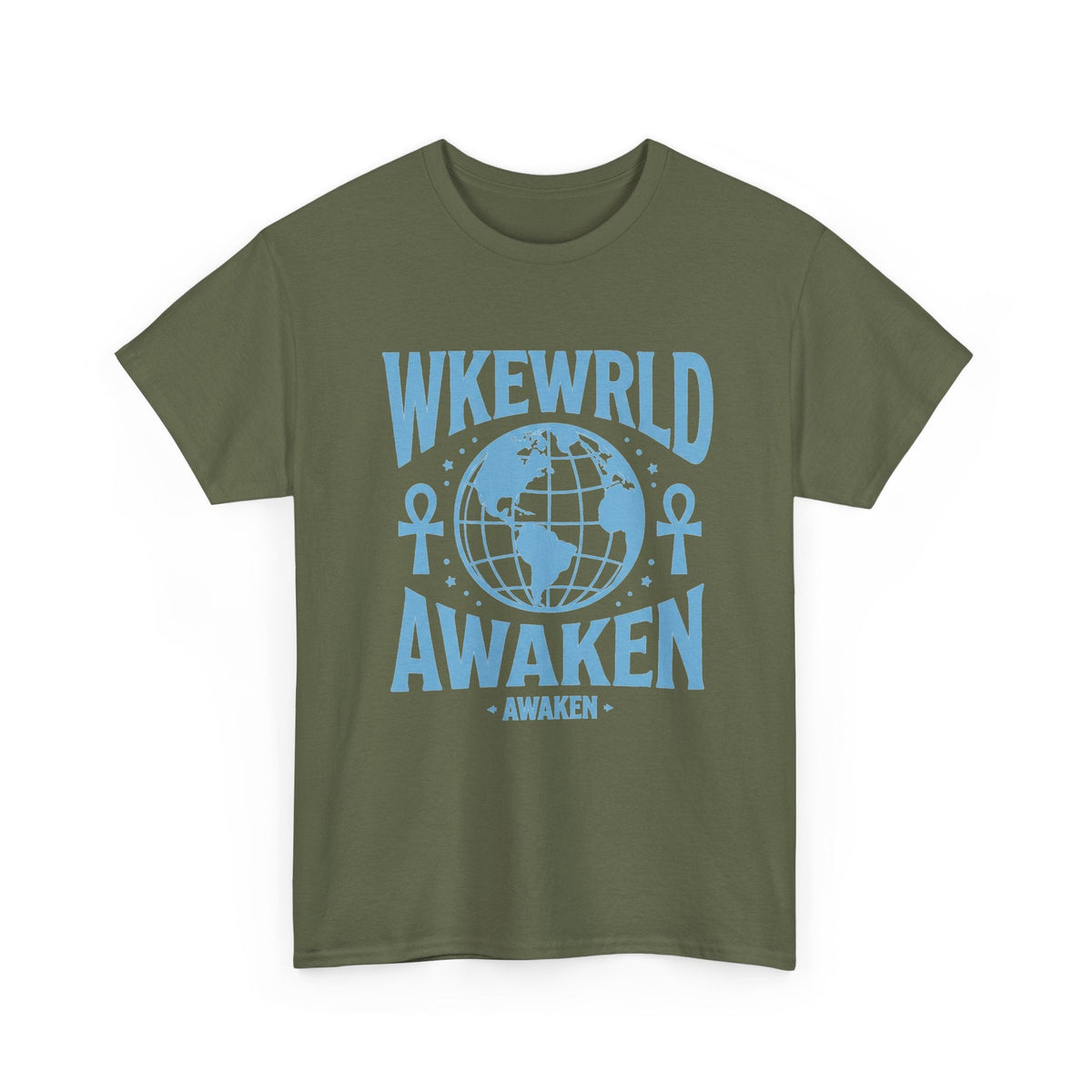Awaken World Graphic Tee — Globe & Ankh Spiritual T-Shirt