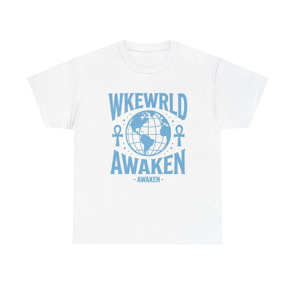 Awaken World Graphic Tee — Globe & Ankh Spiritual T-Shirt