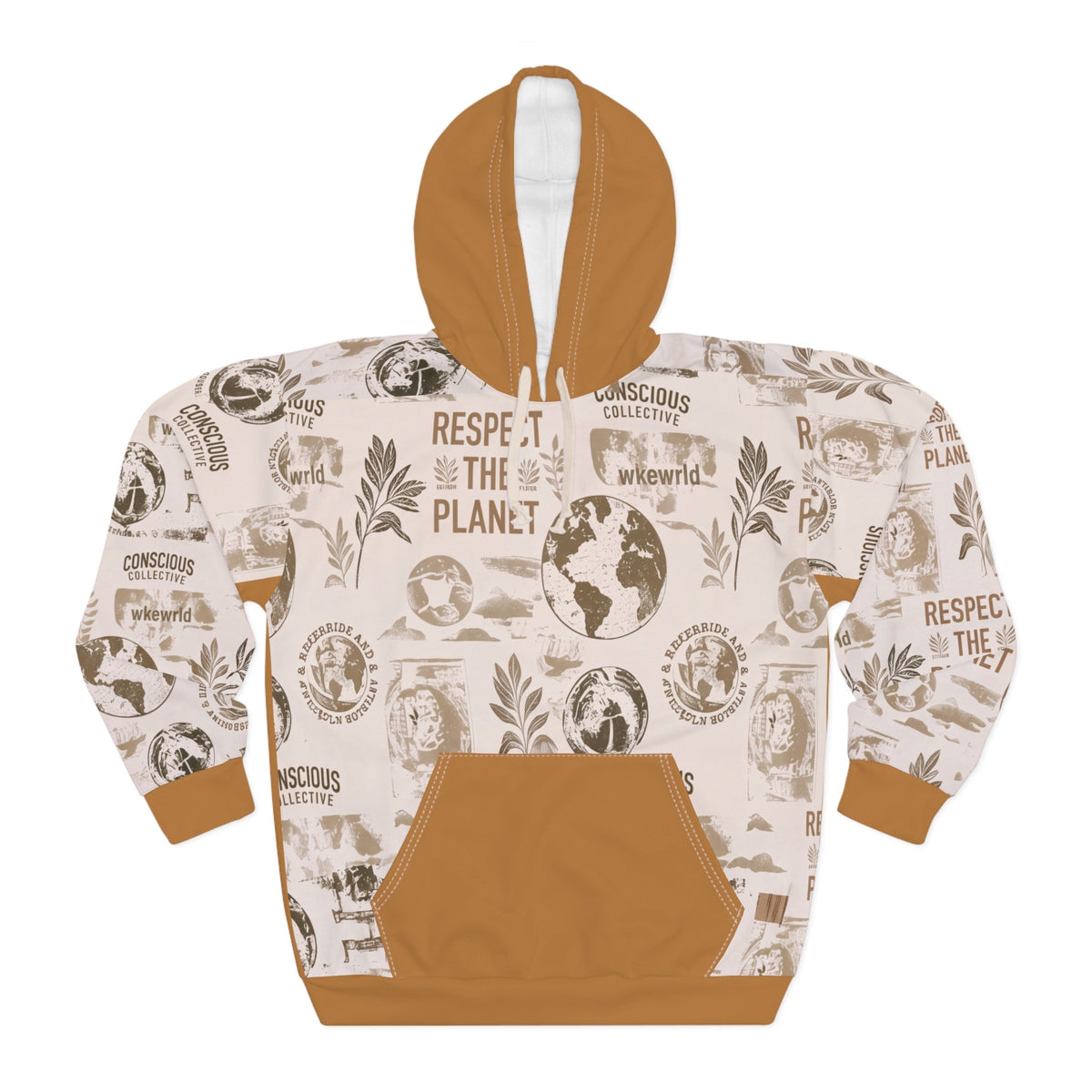 Respect The Planet Hoodie - Eco Graphic Pullover (Brown)