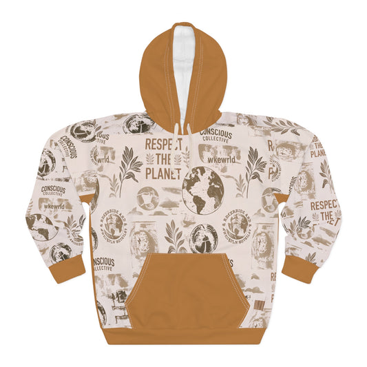 Respect The Planet Hoodie - Eco Graphic Pullover (Brown)
