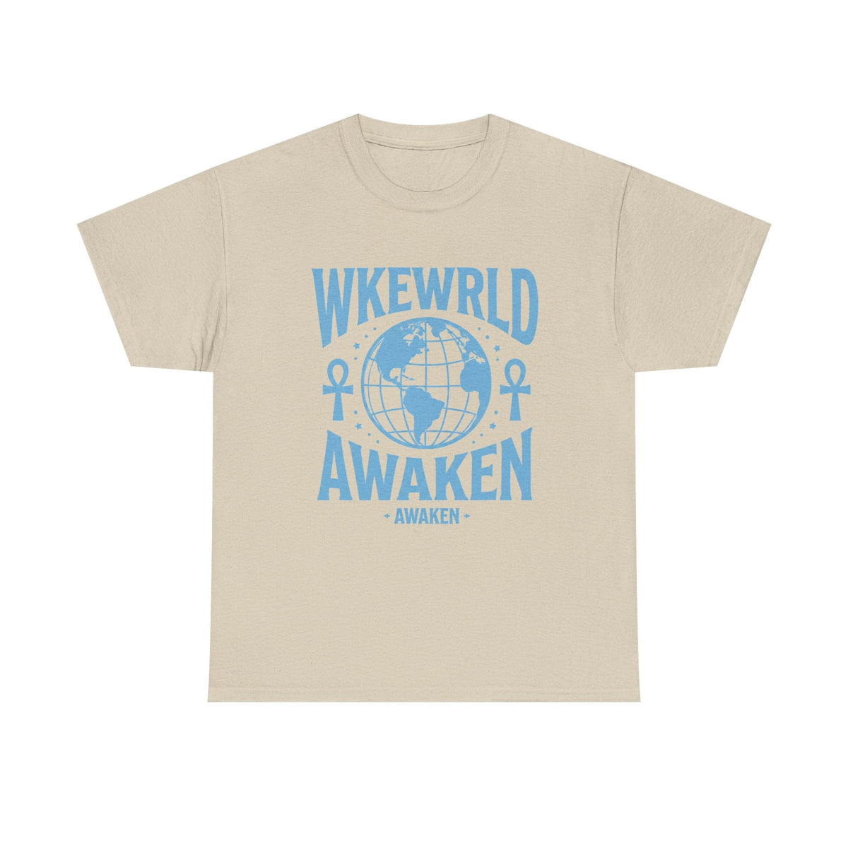 Awaken World Graphic Tee — Globe & Ankh Spiritual T-Shirt