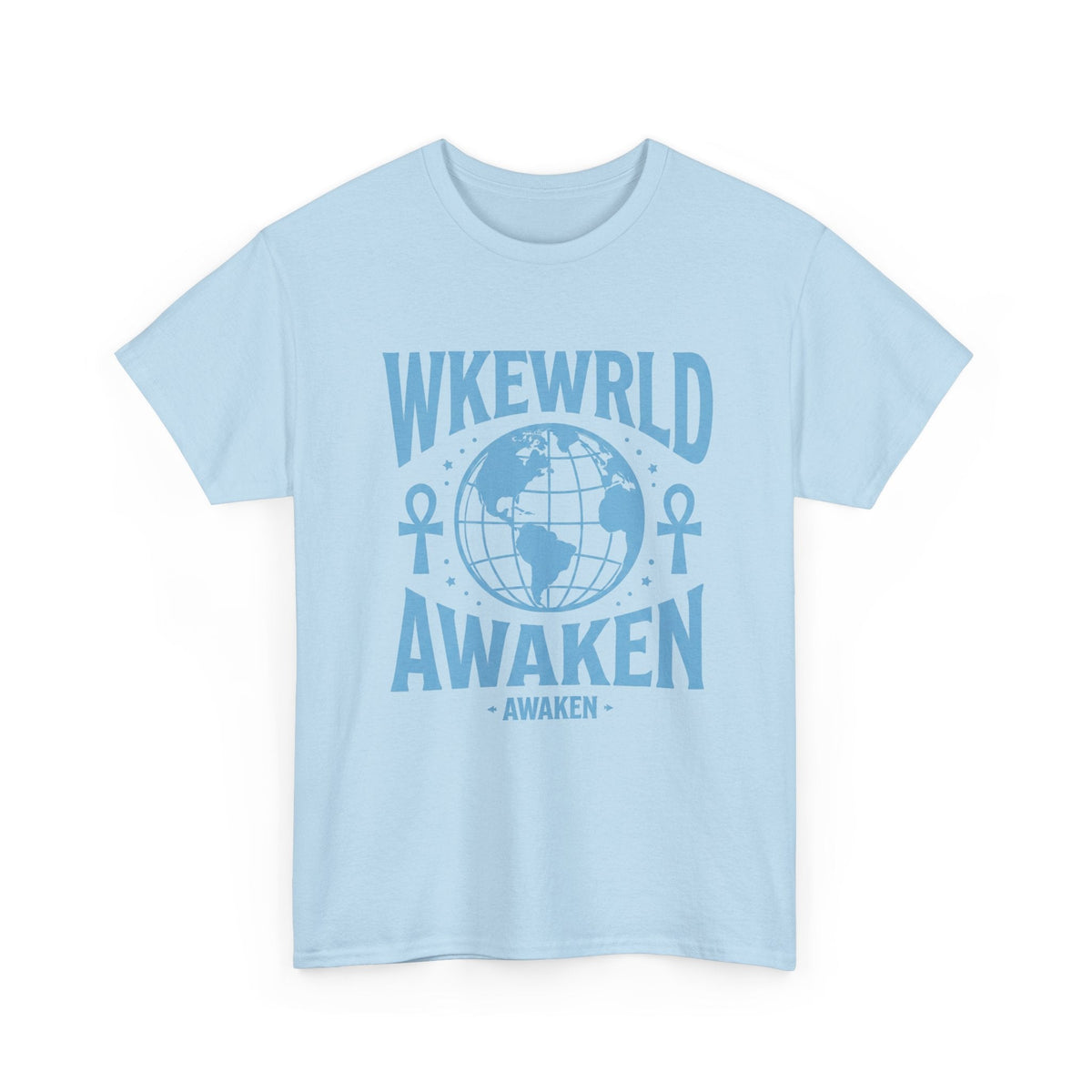 Awaken World Graphic Tee — Globe & Ankh Spiritual T-Shirt