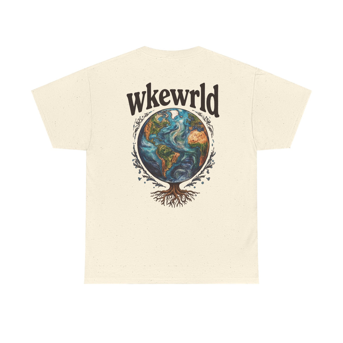 Earth Tree Graphic Tee — "WKE WRLD" Vintage Globe Design