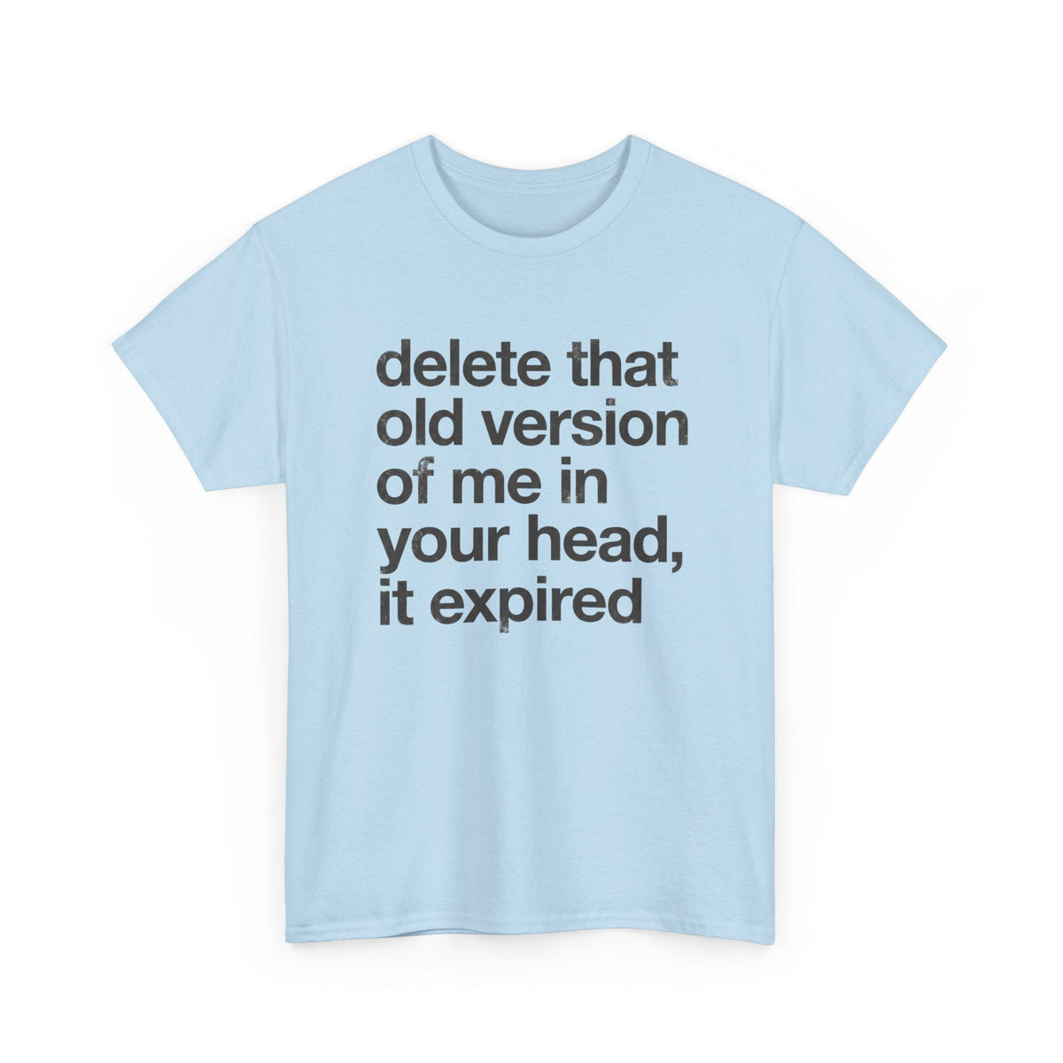 Statement Tee — “delete that old version of me in your head, it expired” Minimalist Typography T-Shirt