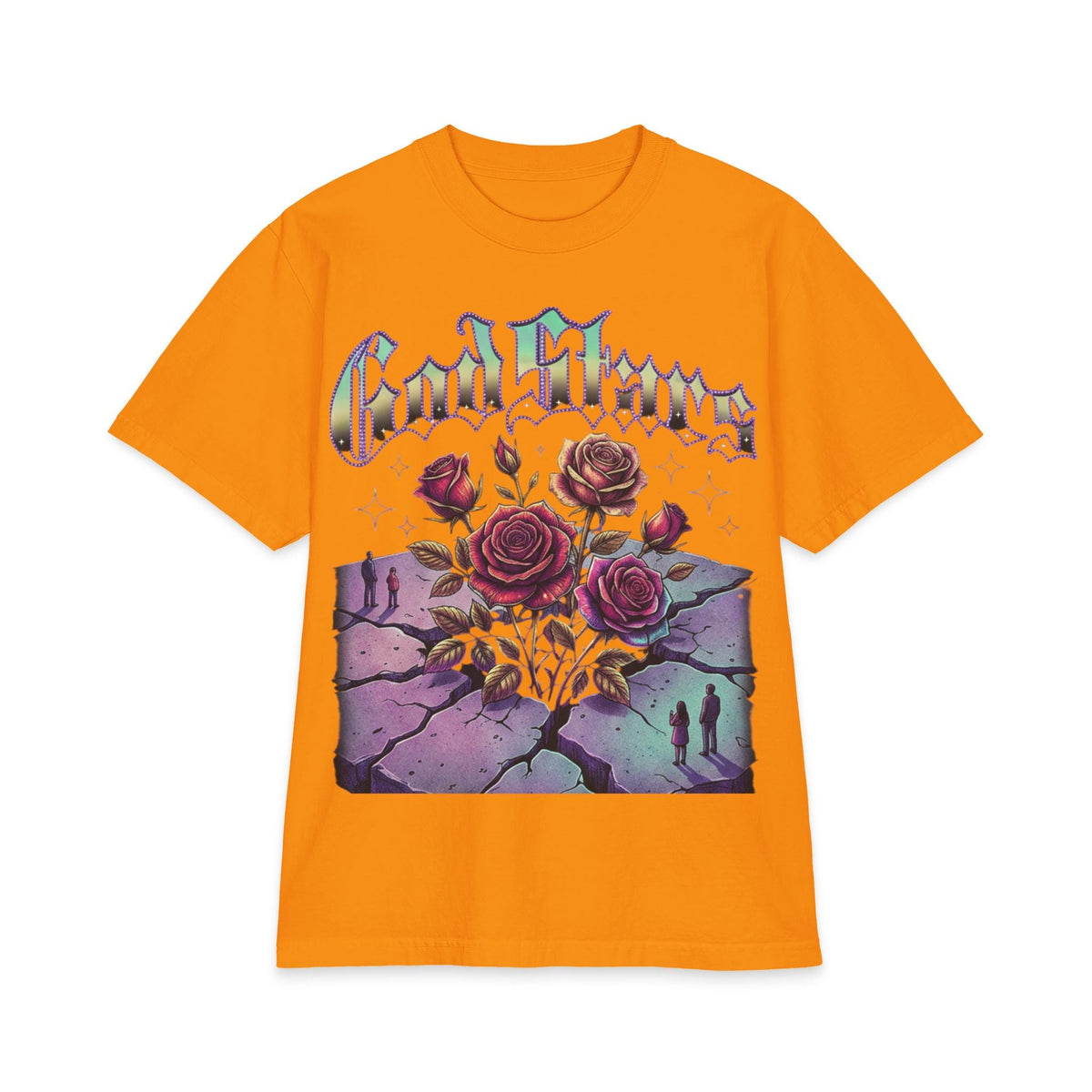 Graphic Tee — "Out of Cracks, One Flower" Gothic Rose Design